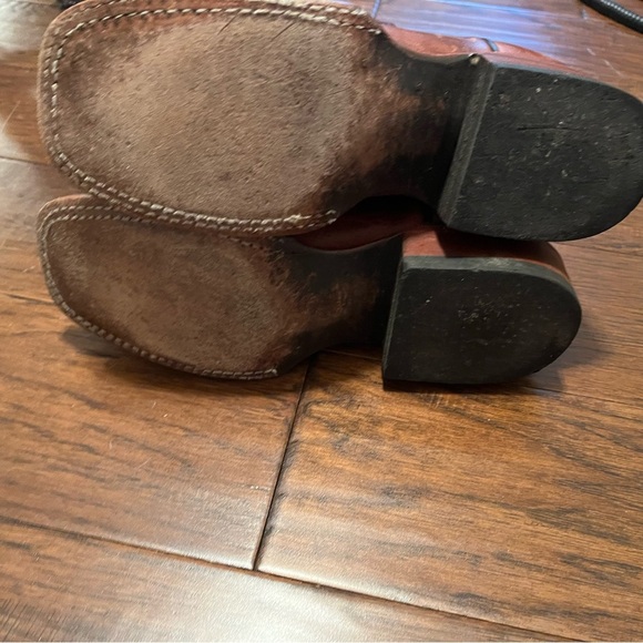 Larry Mahan Brown Leather Square Toe Cross Hair Western Cowboy Boots Size 6B - Picture 14 of 14